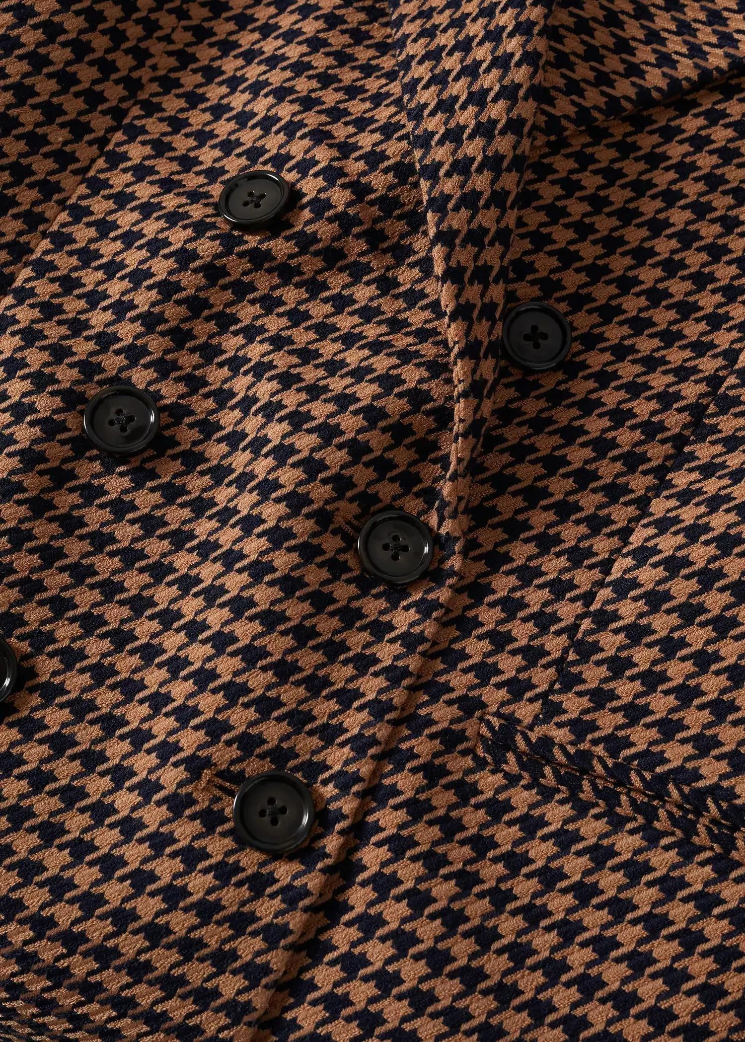 Brown Houndstooth Wool-Blend Blazer, , large image number 3