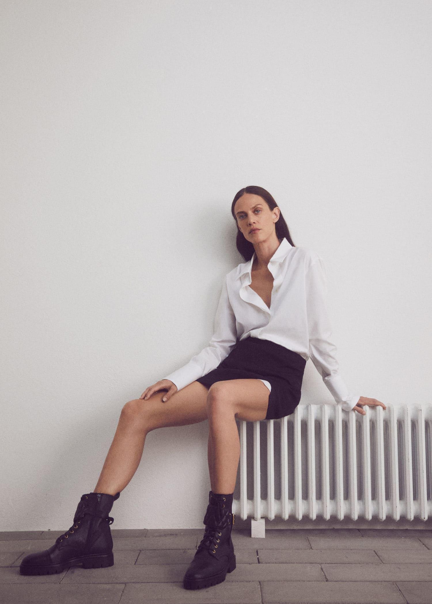 Black Lace-Up Leather Boots, , large image number 6