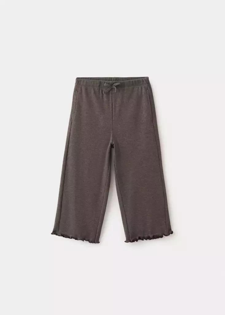 Brown Knitted Trousers With Scalloped Detailing, Dark Brown, large image number 0