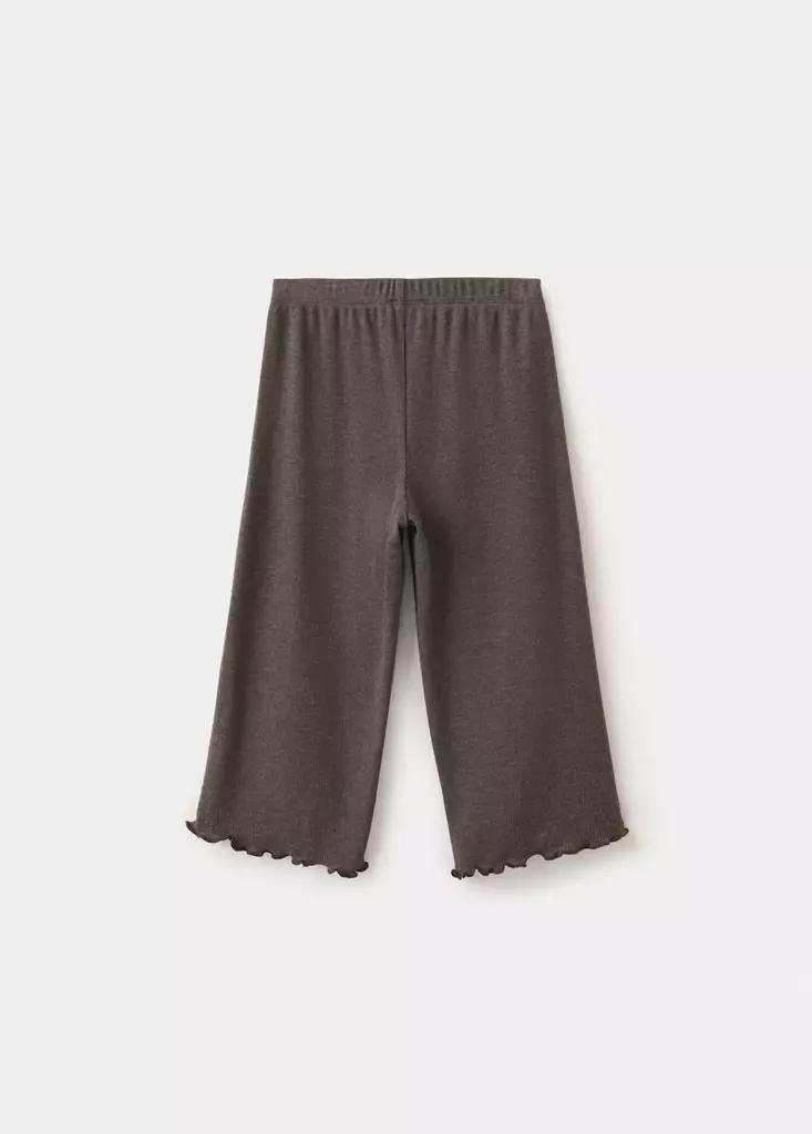 Brown Knitted Trousers With Scalloped Detailing, Dark Brown, large image number 1
