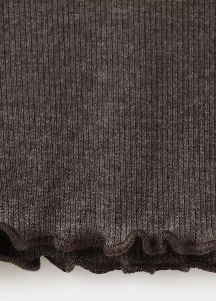 Brown Knitted Trousers With Scalloped Detailing, Dark Brown, large image number 3