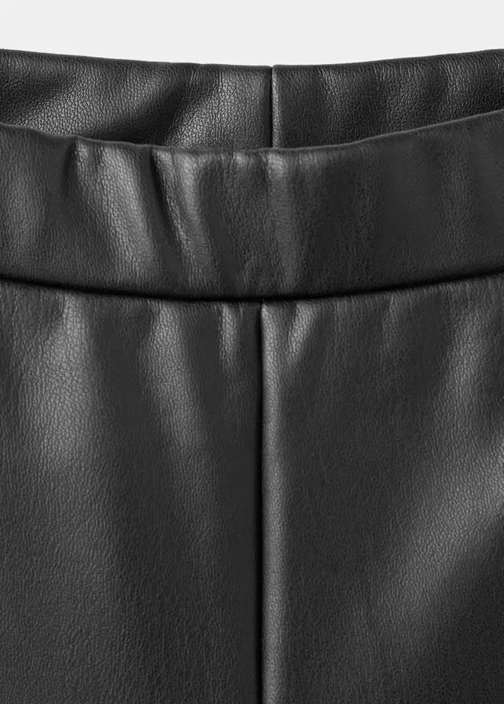 Black Flared Faux Leather Leggings, Black, large image number 2