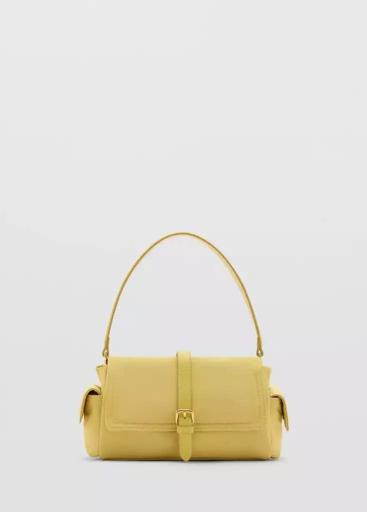 Yellow Shoulder Bag With Pockets And Buckle, , large image number 0