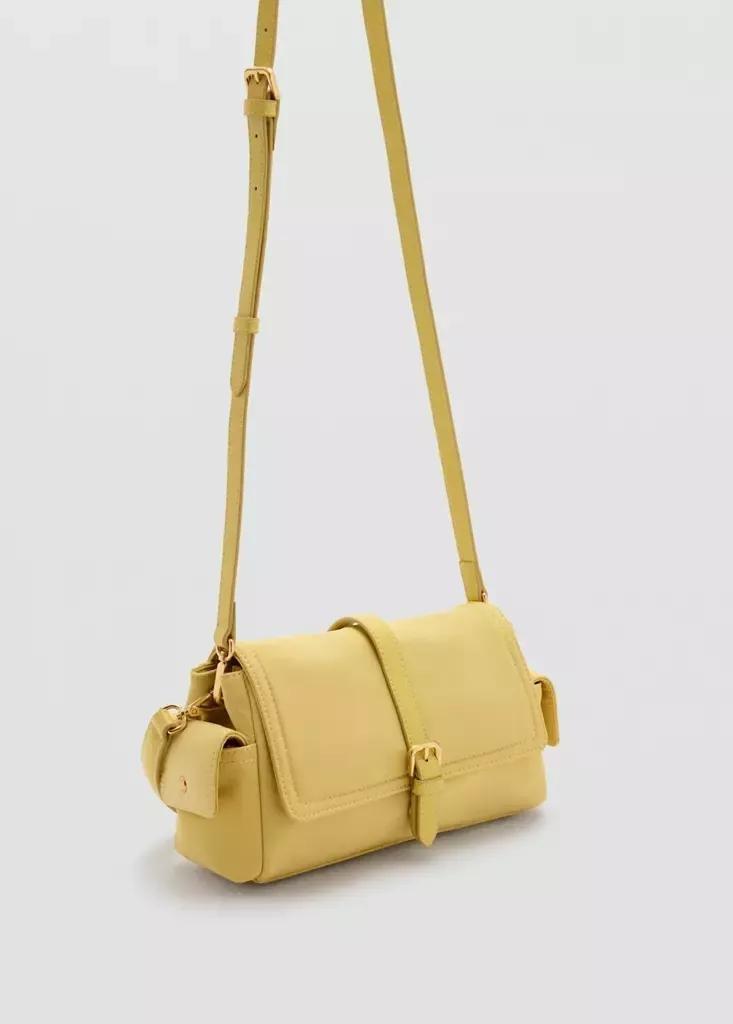 Yellow Shoulder Bag With Pockets And Buckle, , large image number 1