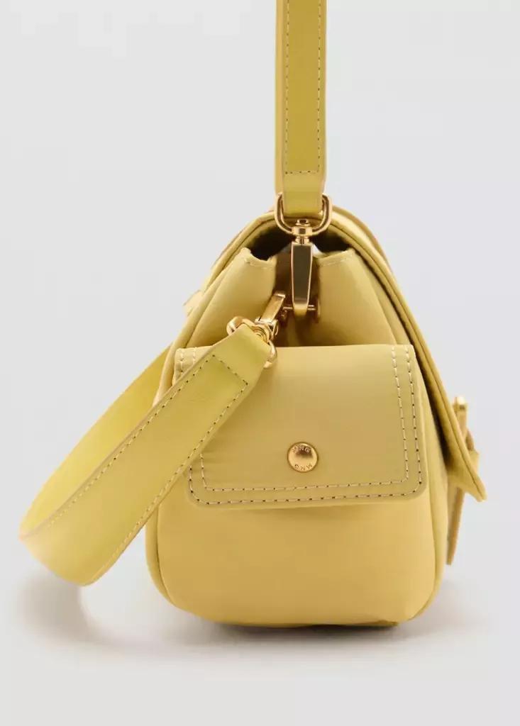 Yellow Shoulder Bag With Pockets And Buckle, , large image number 2