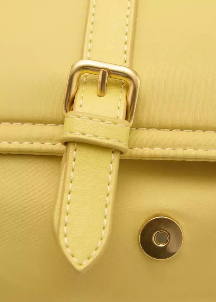 Yellow Shoulder Bag With Pockets And Buckle, , large image number 3