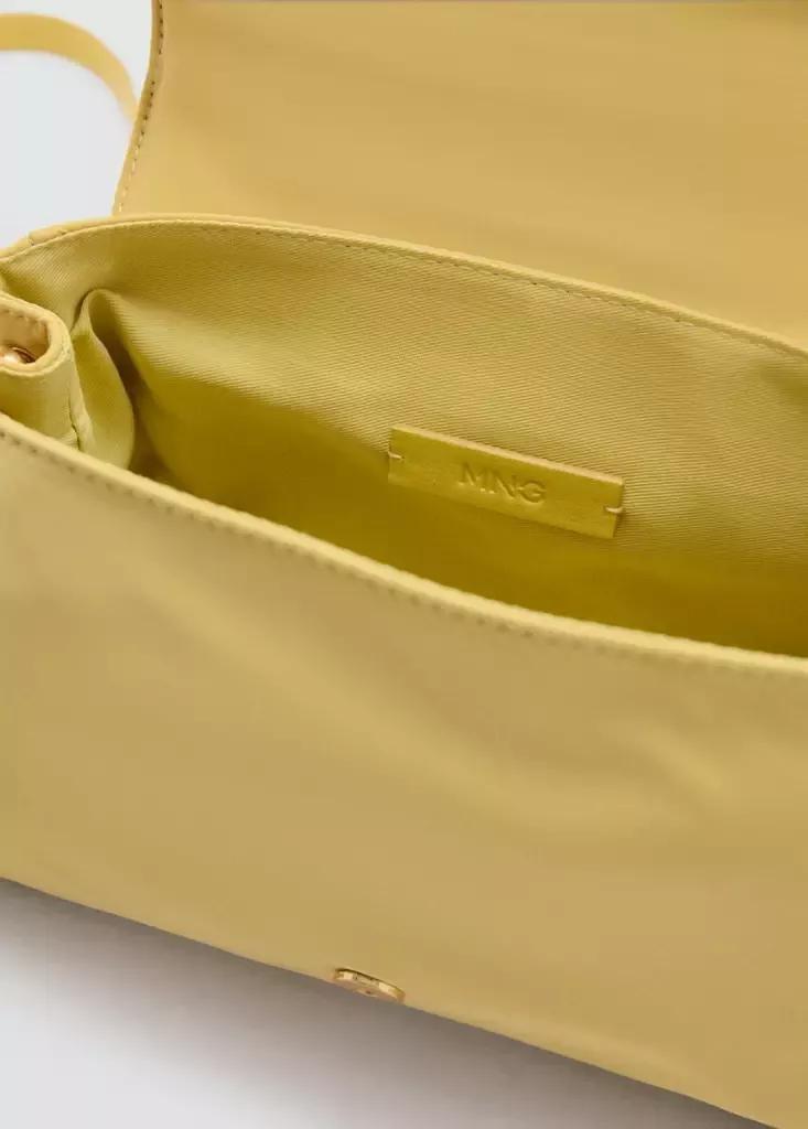 Yellow Shoulder Bag With Pockets And Buckle, , large image number 4