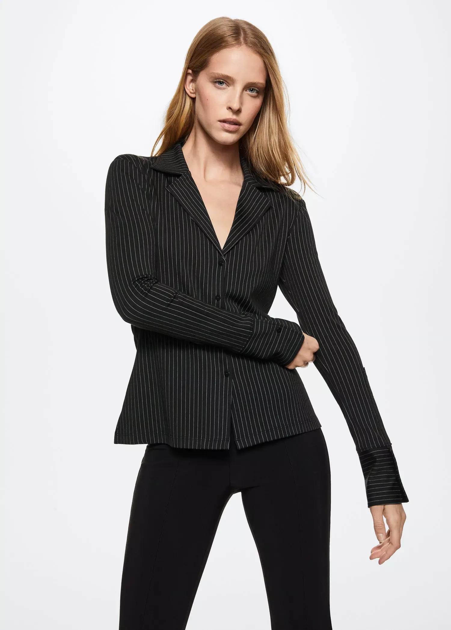 Black Pinstriped Shirt, , large image number 1