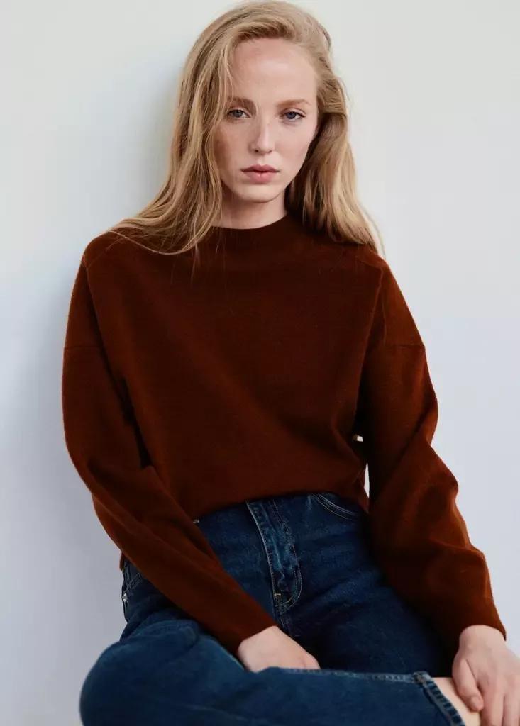 Red Oversized Round-Neck Sweater, Rust - Copper, medium