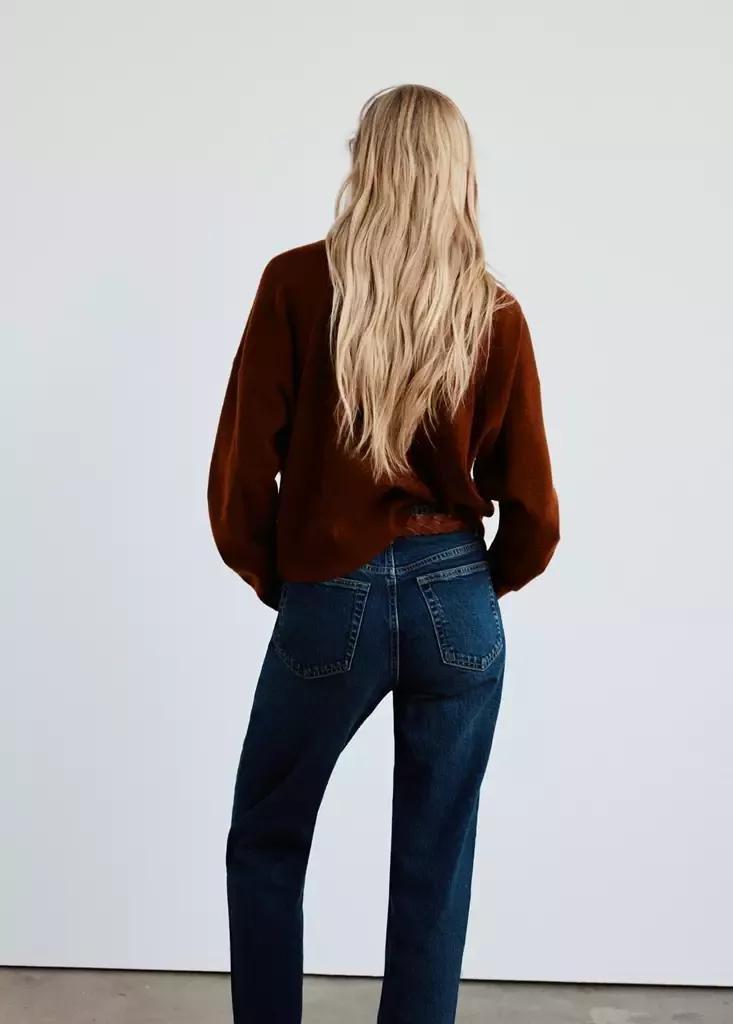 Red Oversized Round-Neck Sweater, Rust - Copper, large image number 2