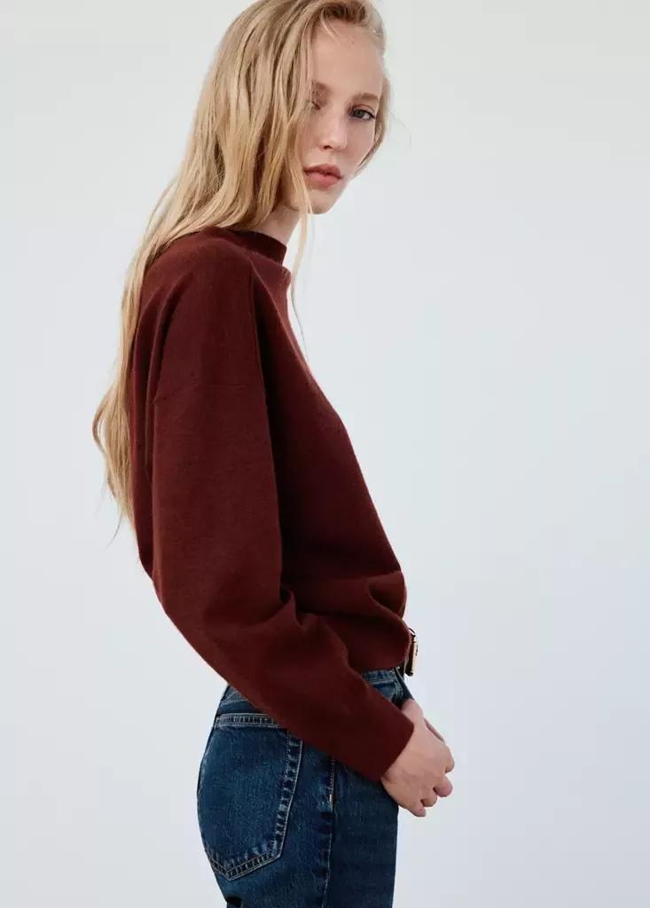 Red Oversized Round-Neck Sweater, Rust - Copper, large image number 3