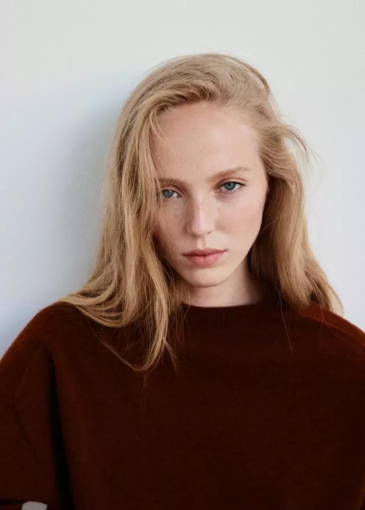 Red Oversized Round-Neck Sweater, Rust - Copper, large image number 4