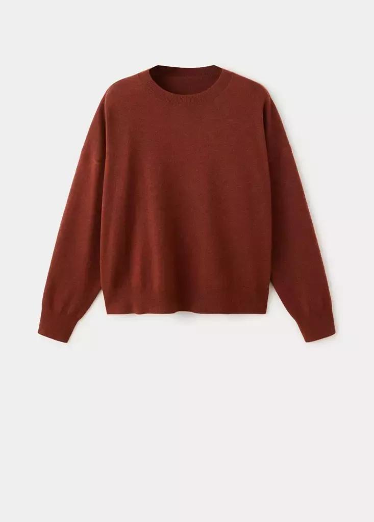 Red Oversized Round-Neck Sweater, Rust - Copper, large image number 5