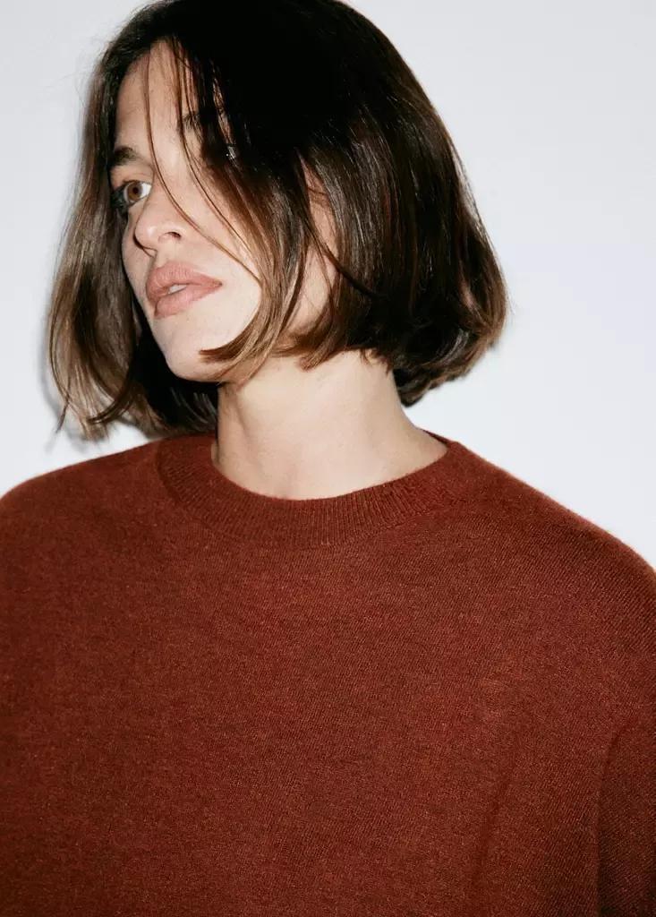 Red Oversized Round-Neck Sweater, Rust - Copper, large image number 10