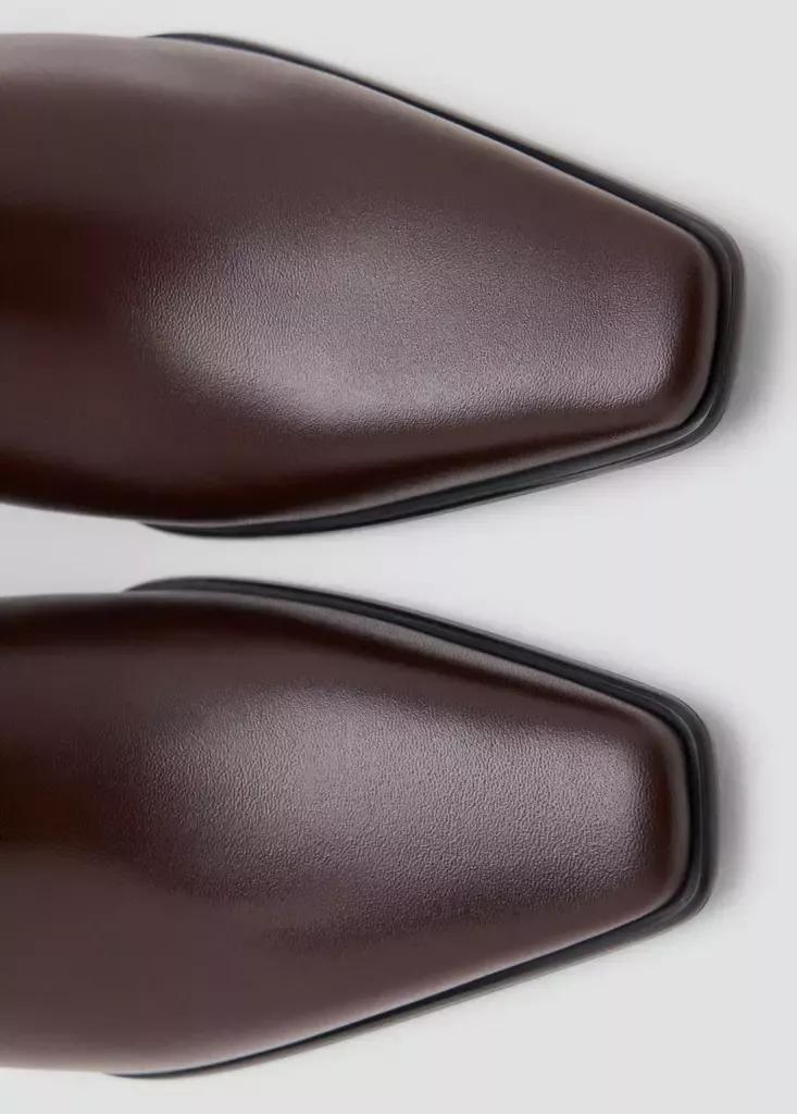 Brown Leather Ankle Boots With Block Heel, Dark Brown, large image number 3