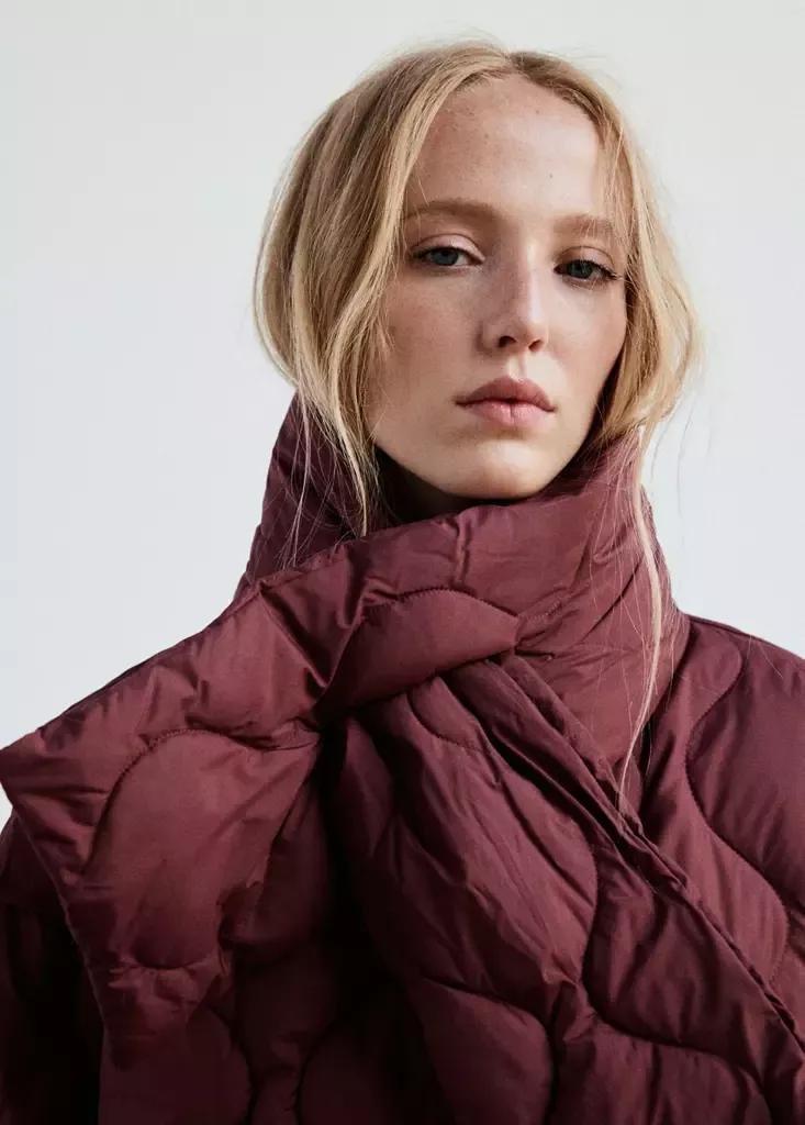Red Padded Anorak With Removable Scarf, Dark Red, large image number 3