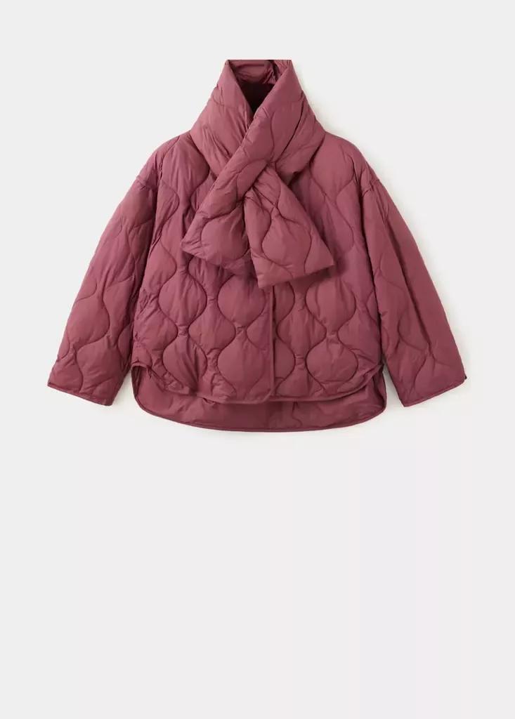 Red Padded Anorak With Removable Scarf, Dark Red, large image number 6