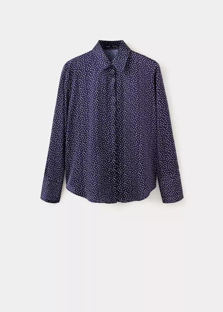 Blue Polka-Dot Satin-Finish Shirt, Dark Blue, large image number 3