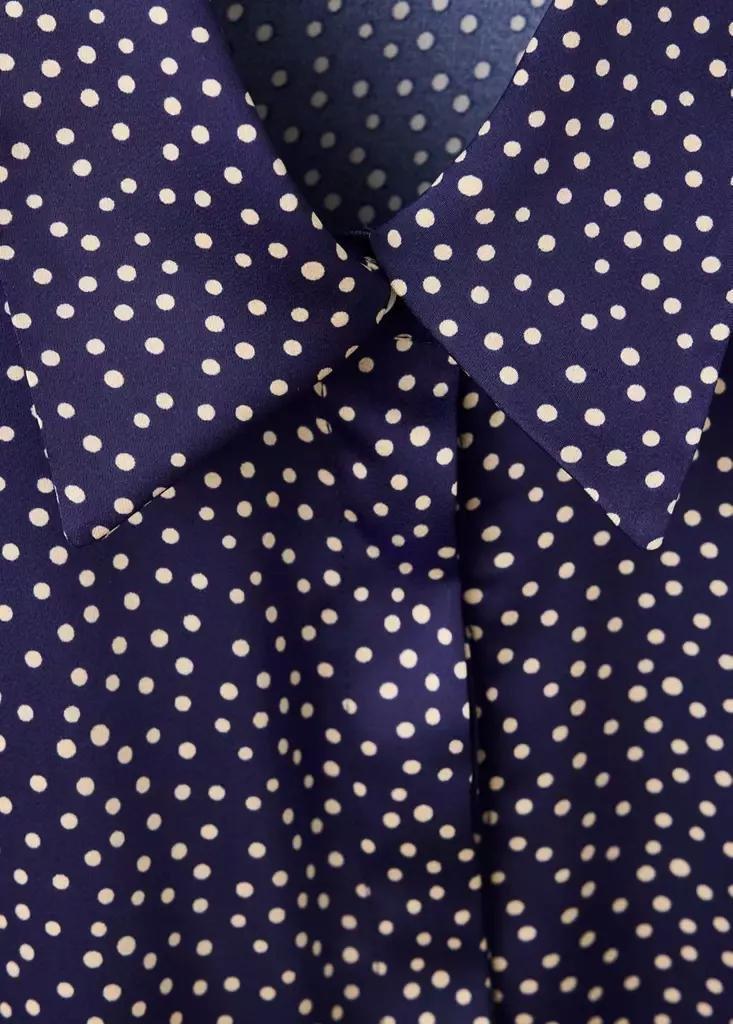 Blue Polka-Dot Satin-Finish Shirt, Dark Blue, large image number 4