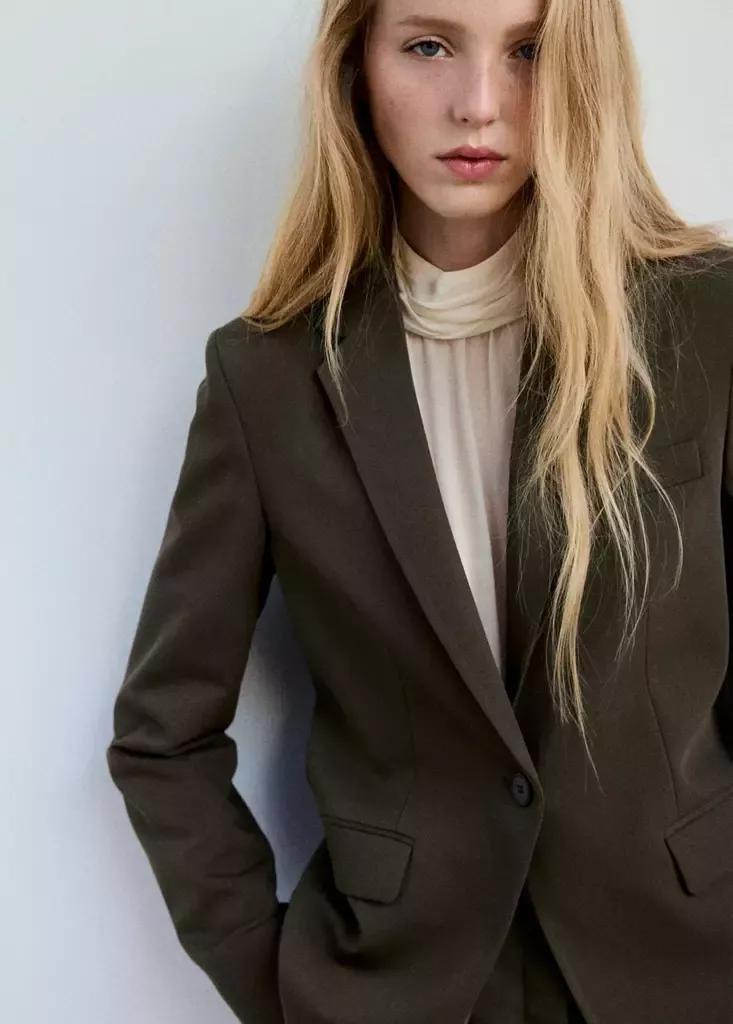 Green Fitted Suit Blazer, , medium