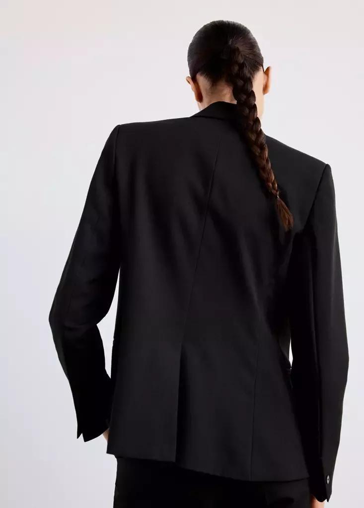 Black Fitted Suit Blazer, Black, large image number 3