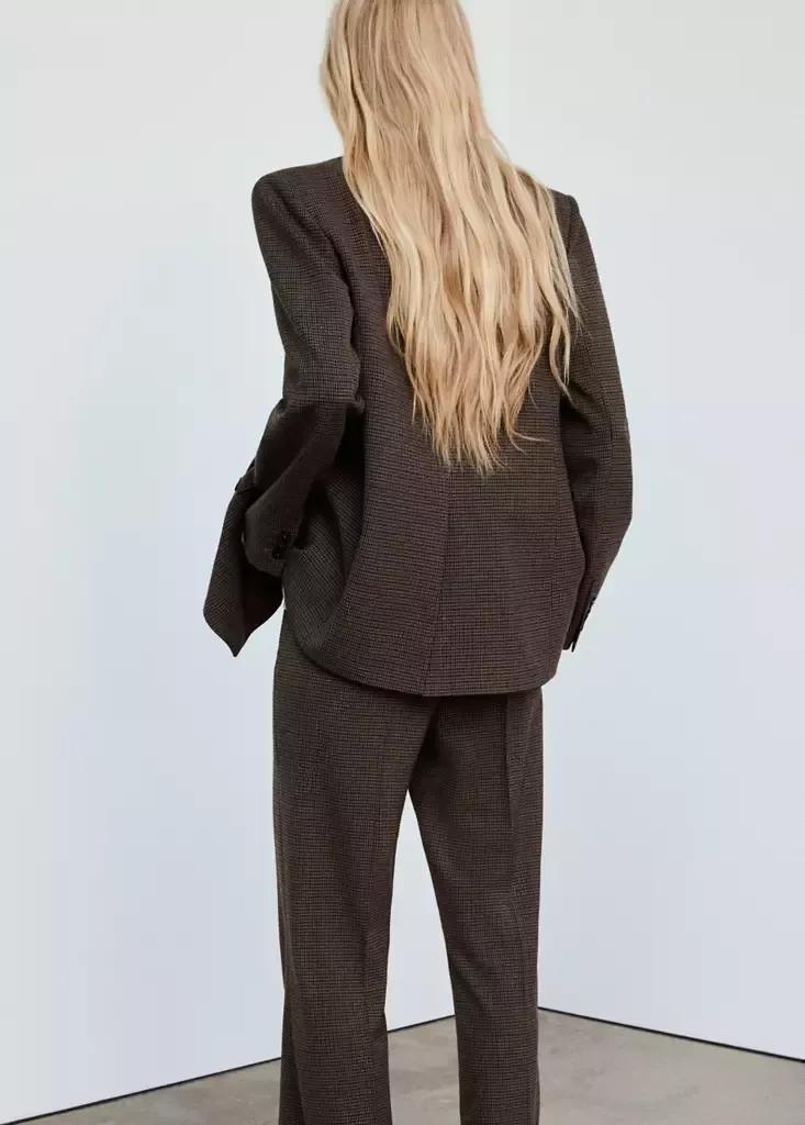 Brown Double-Breasted Suit Blazer, Dark Brown, large image number 2