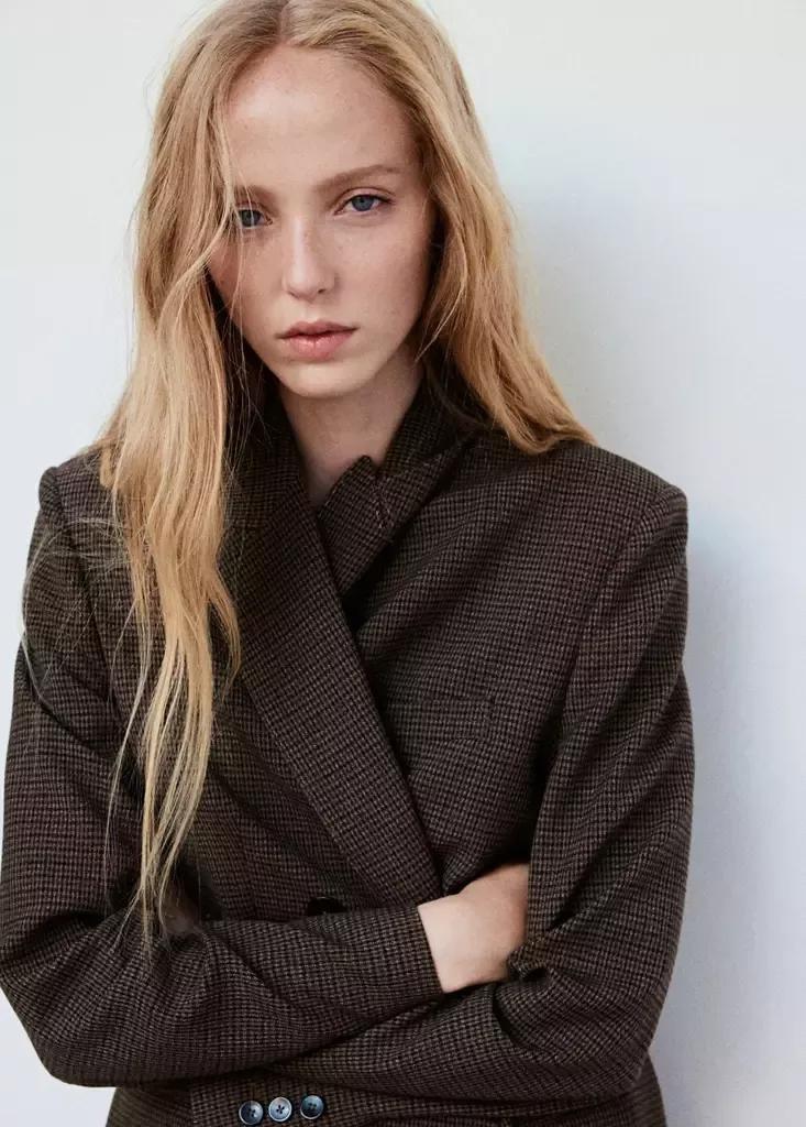 Brown Double-Breasted Suit Blazer, Dark Brown, large image number 3