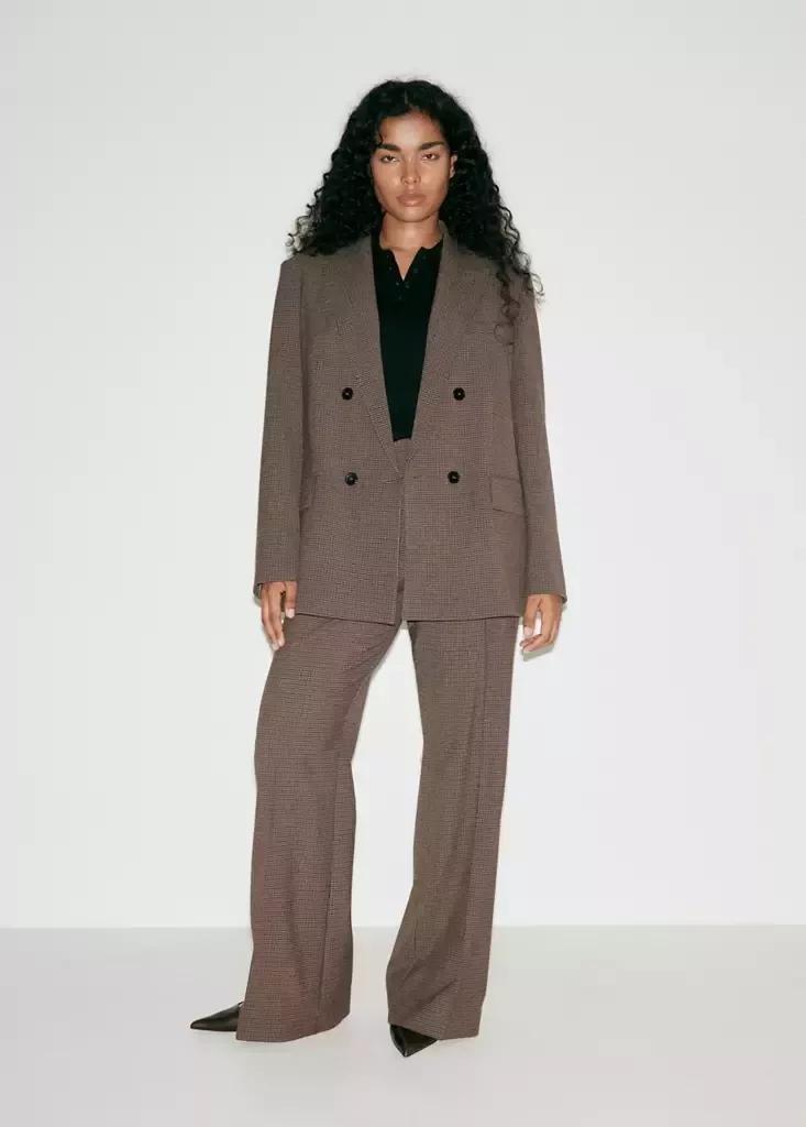 Brown Double-Breasted Suit Blazer, Dark Brown, large image number 9