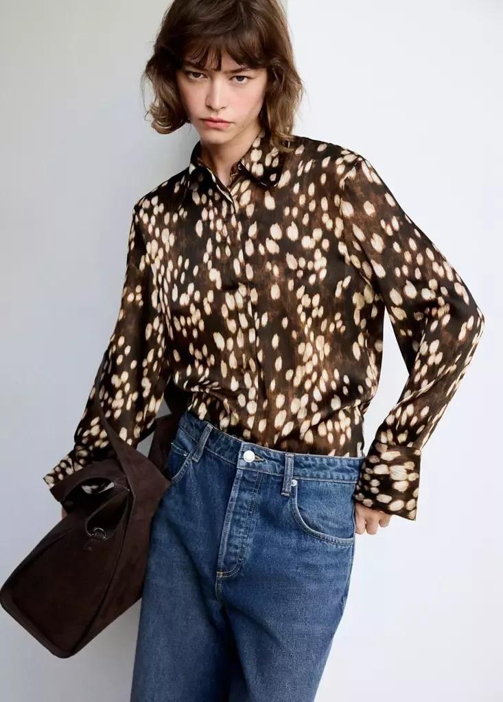 Brown Straight Bambi Shirt, Brown, medium