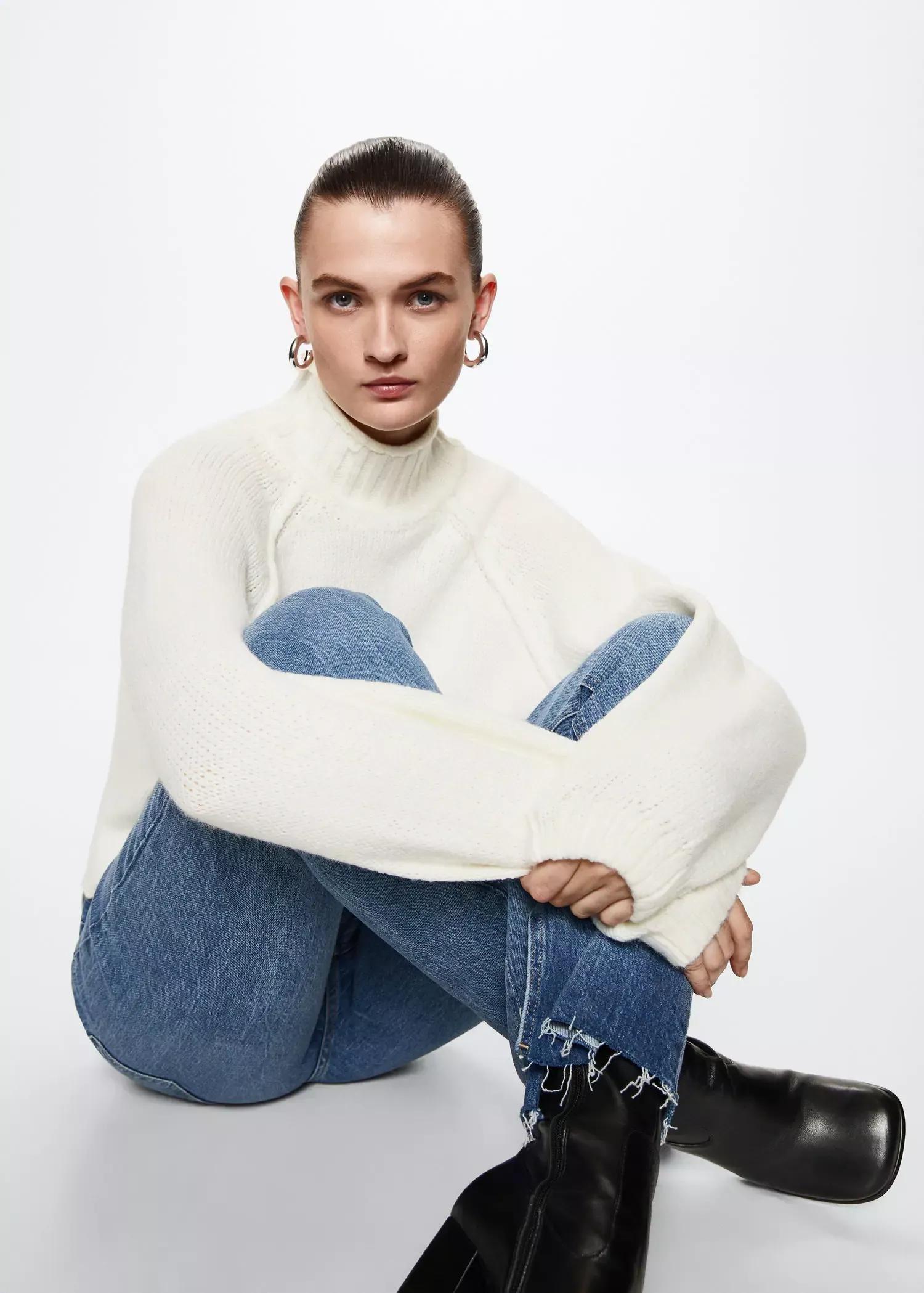 White Turtleneck Sweater, , large image number 1