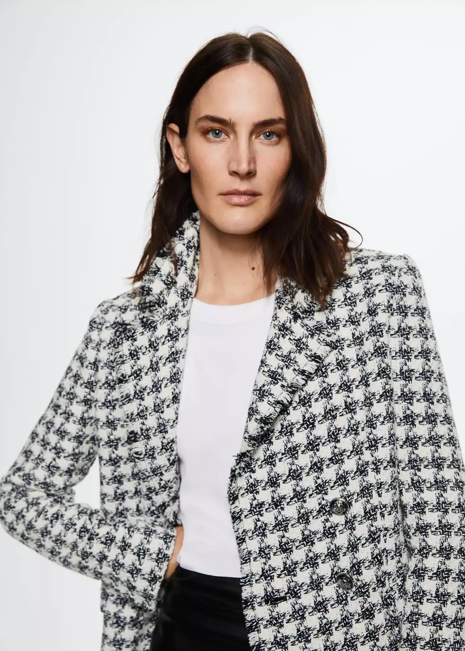 Black Buttons Tweed Blazer, , large image number 0