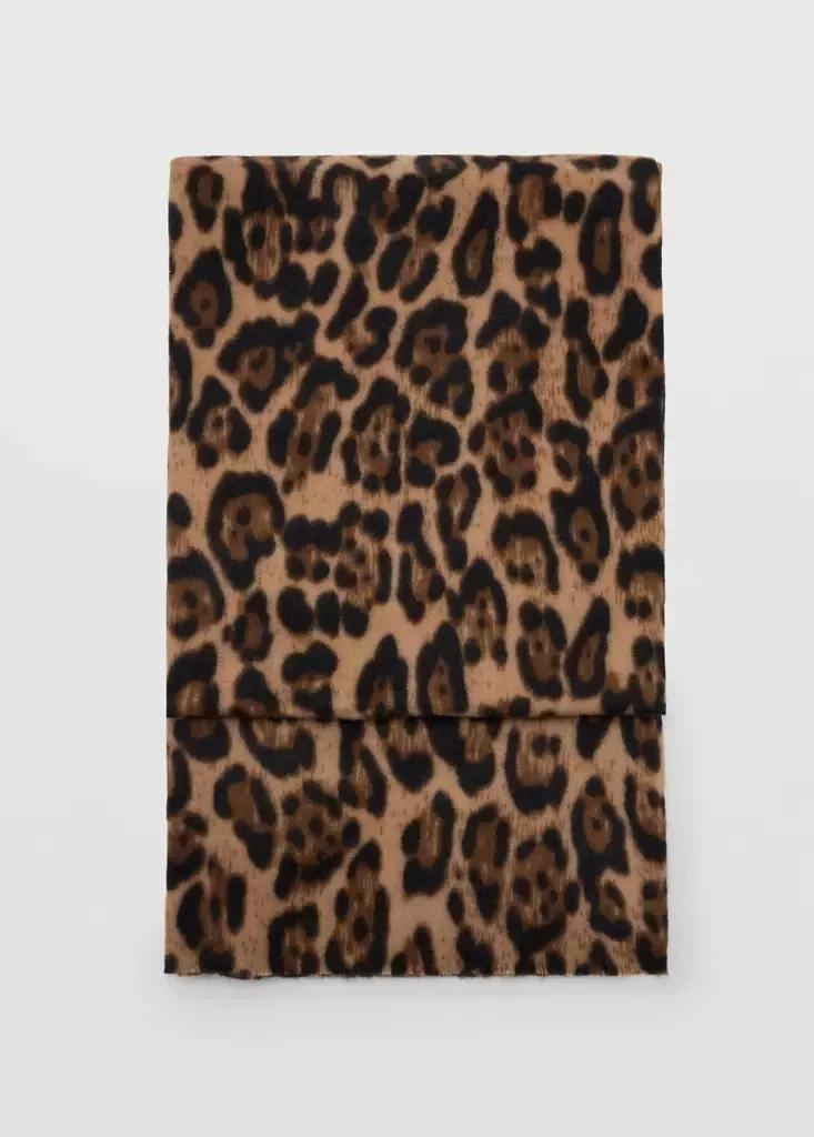 Brown Animal Print Scarf, Brown, medium