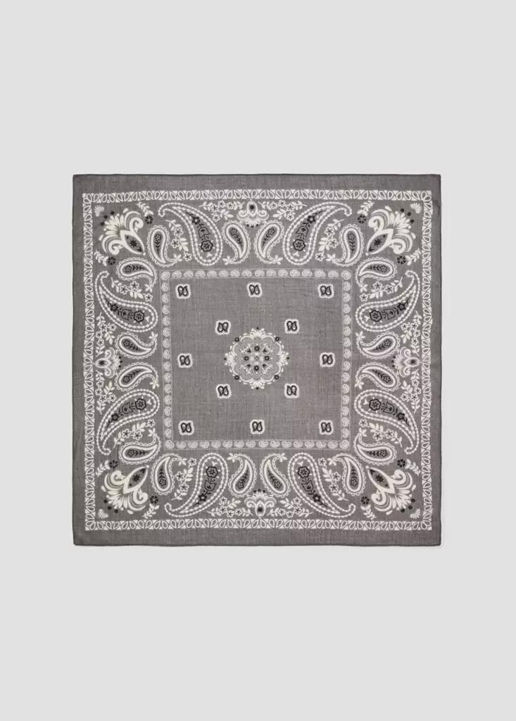 Grey Paisley Print Scarf, Grey, large image number 3