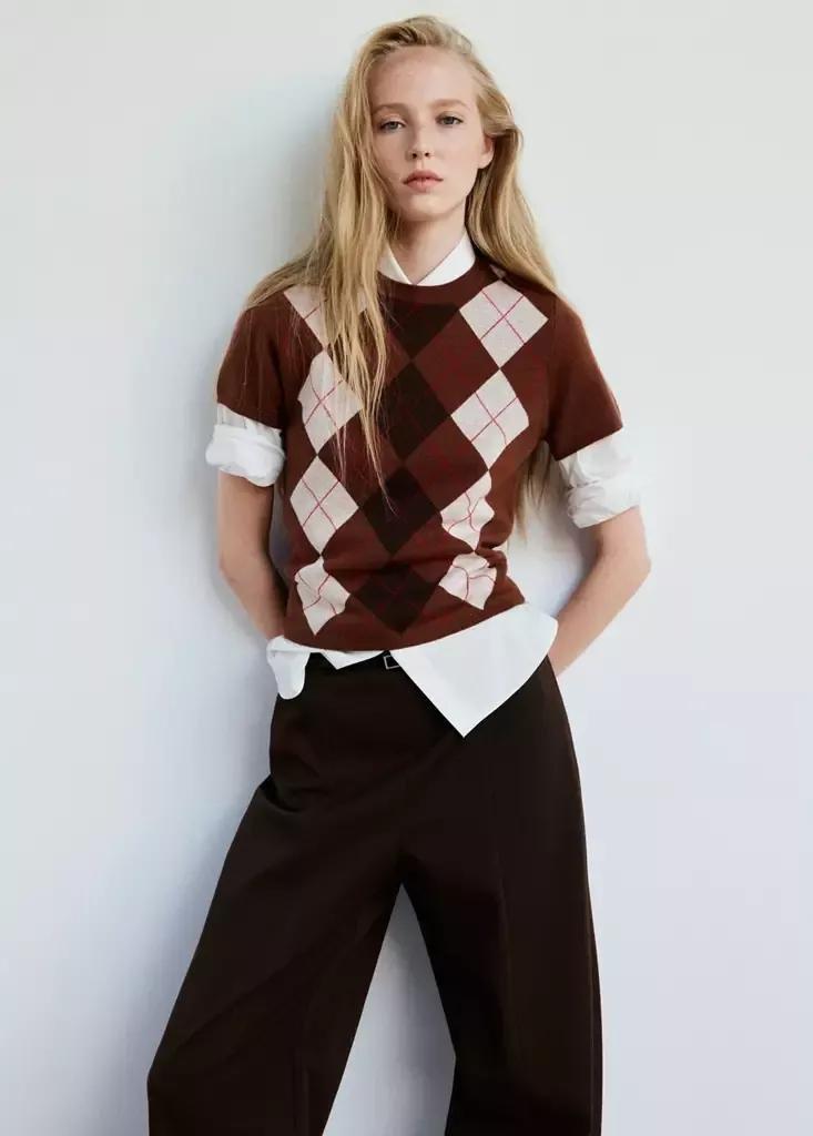 Brown Balloon Trousers With Buckle Belt, Brown, large image number 3