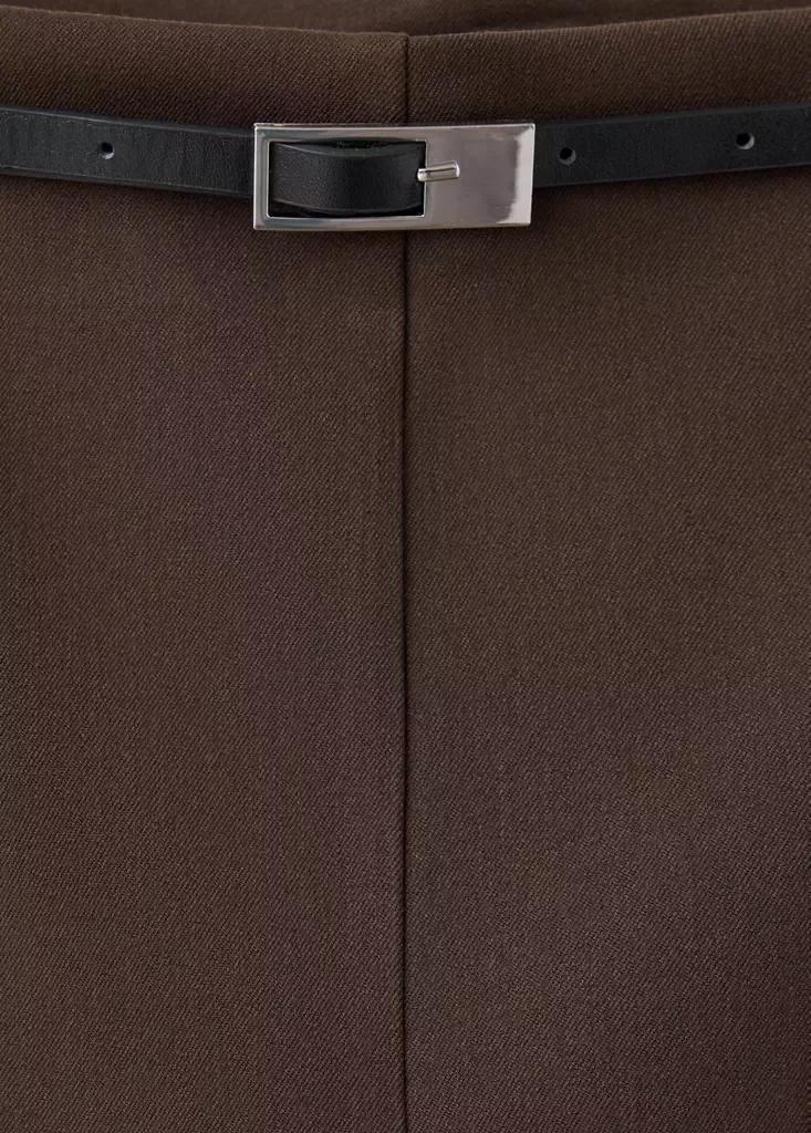 Brown Balloon Trousers With Buckle Belt, Brown, large image number 5