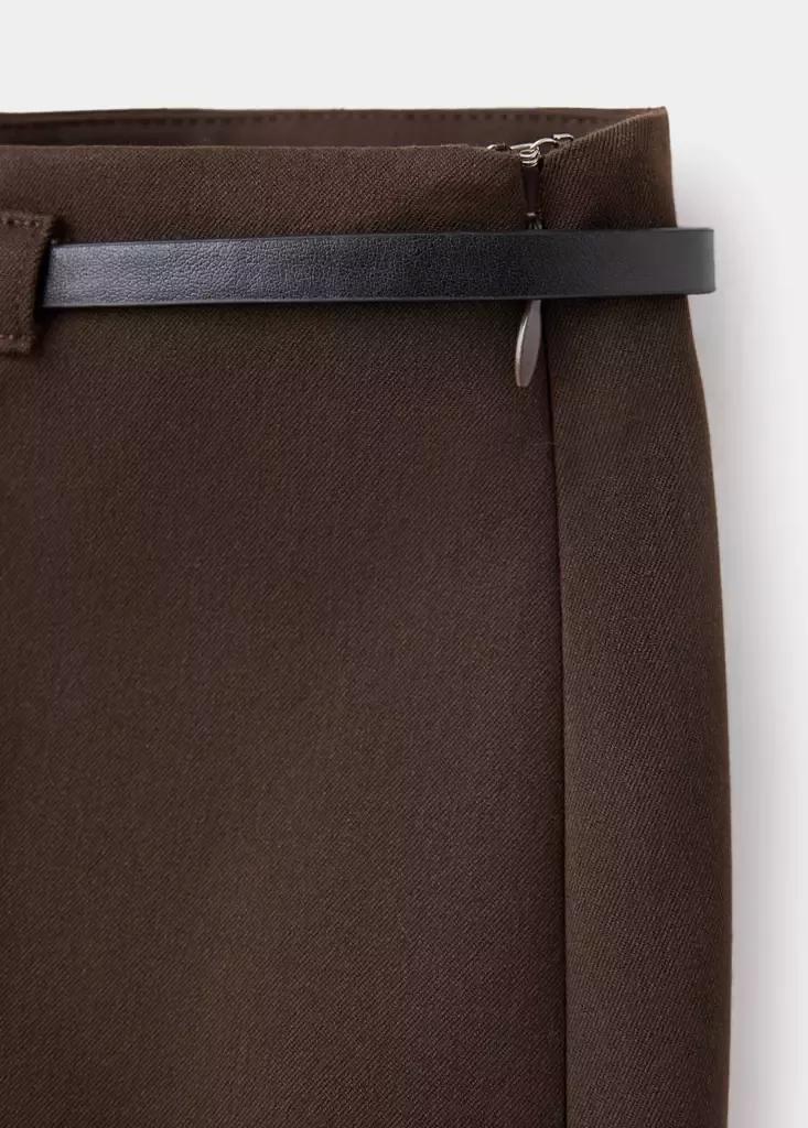 Brown Balloon Trousers With Buckle Belt, Brown, large image number 6