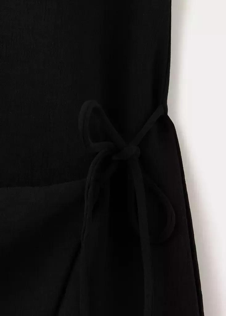 Black Wrap Dress With Side Tie Detail, Black, large image number 4