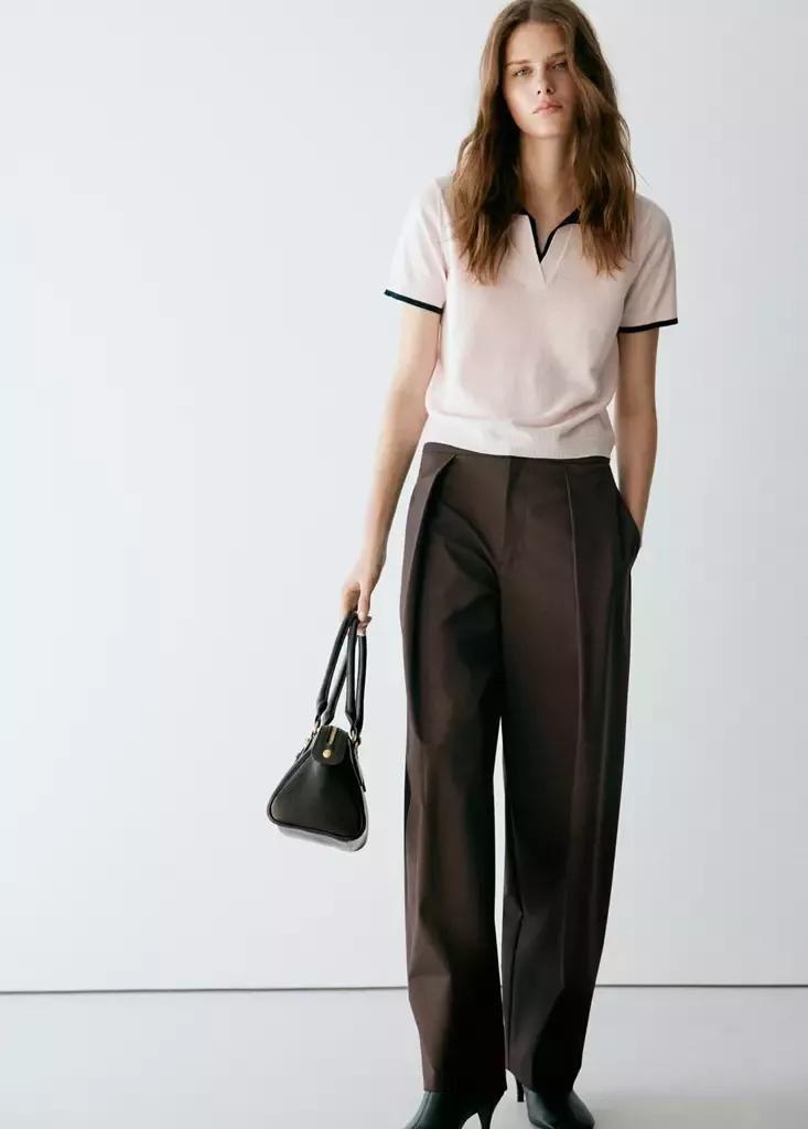 Brown Balloon Pleated Trousers, Dark Brown, medium