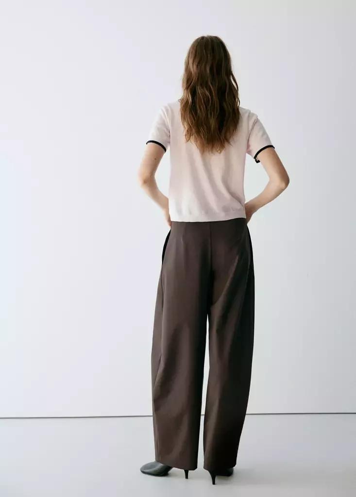 Brown Balloon Pleated Trousers, Dark Brown, medium