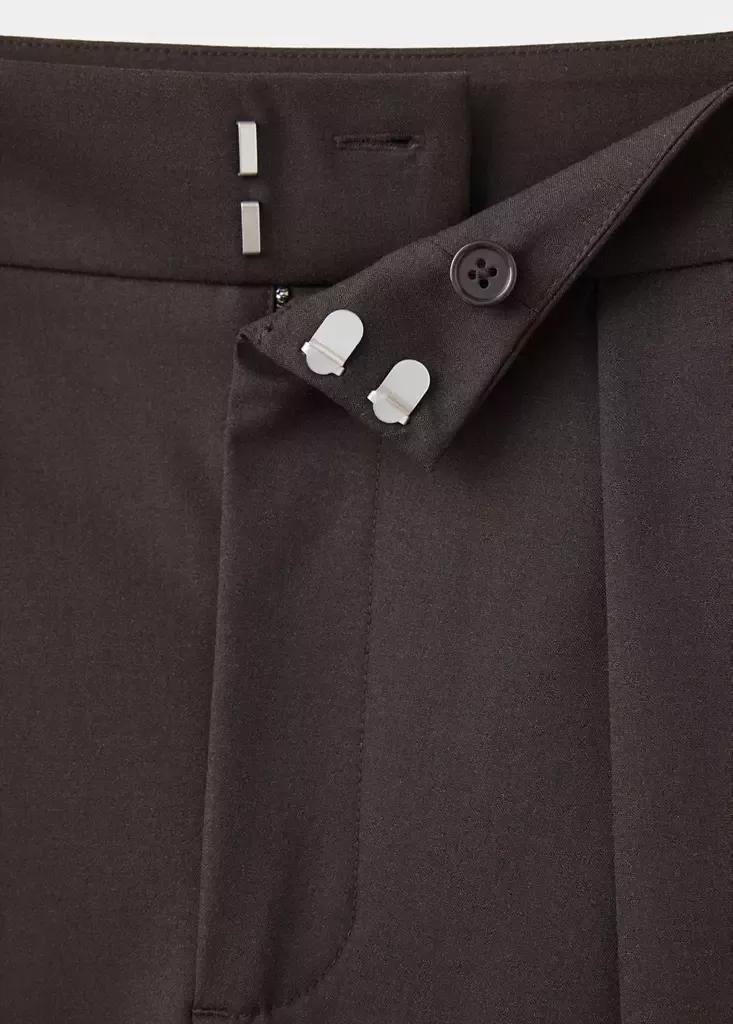 Brown Balloon Pleated Trousers, Dark Brown, large image number 6