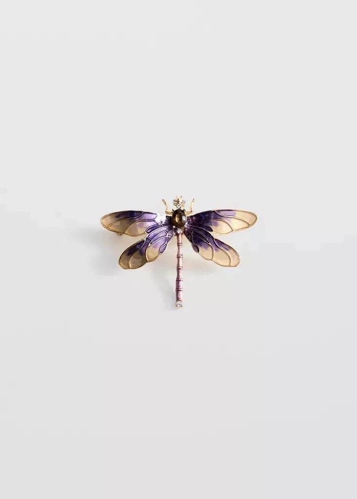 Gold Dragonfly Brooch, Gold, medium