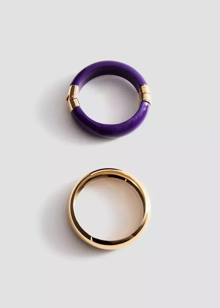 Gold Pack Of 2 Bracelets With An Irregular Design, Gold, medium