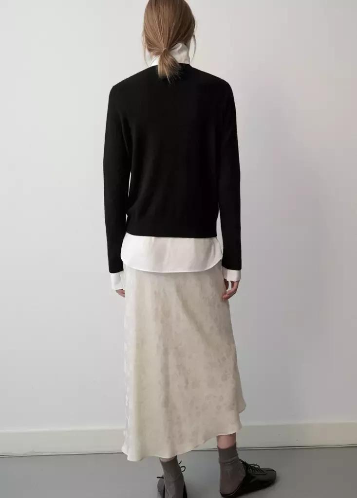 Black Cashmere Round-Neck Sweater, Black, medium
