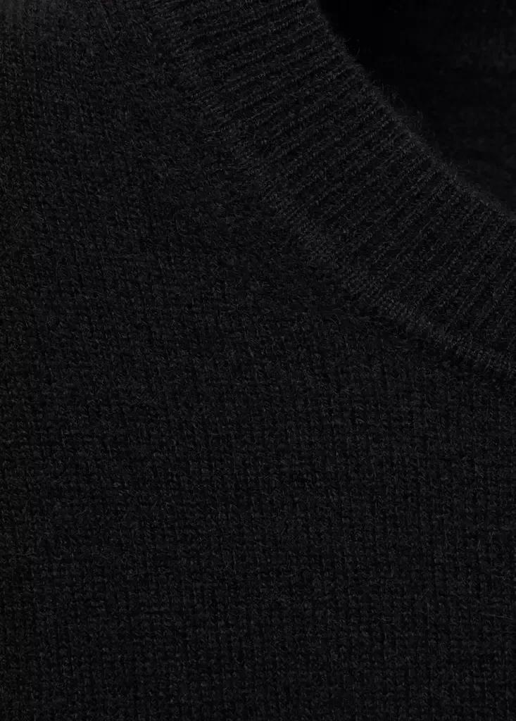 Black Cashmere Round-Neck Sweater, Black, large image number 4