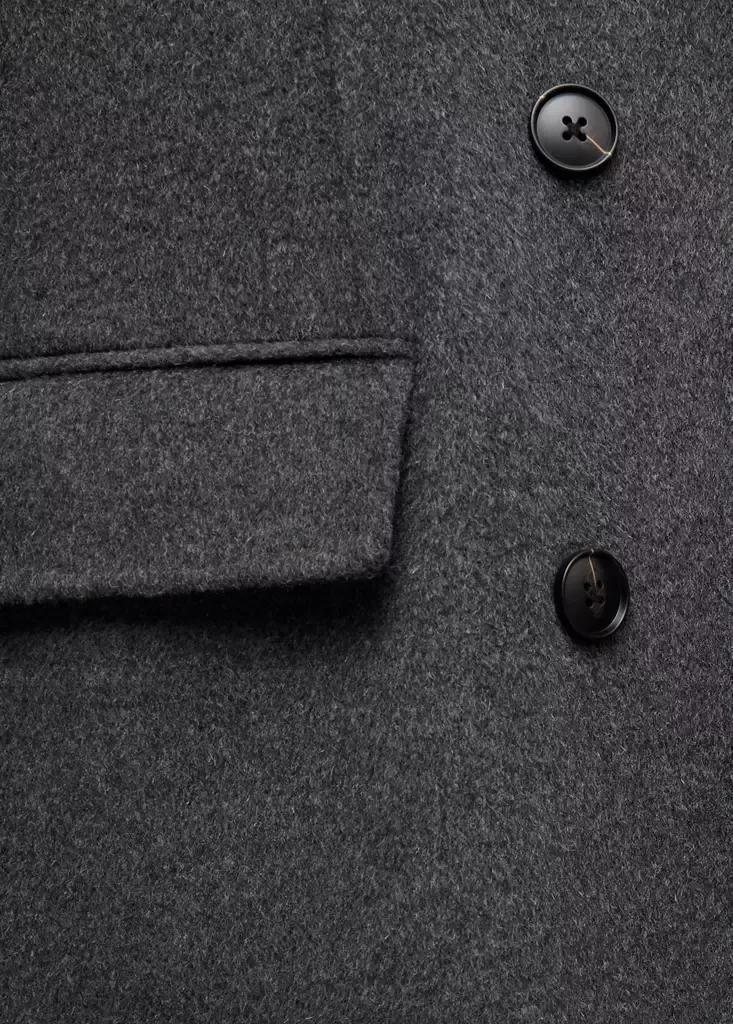 Grey Double-Breasted Wool Coat, Grey, large image number 7