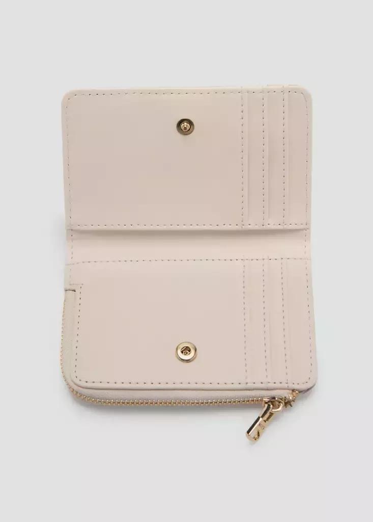 White Floral Print Metallic Coin Purse, Natural White, medium