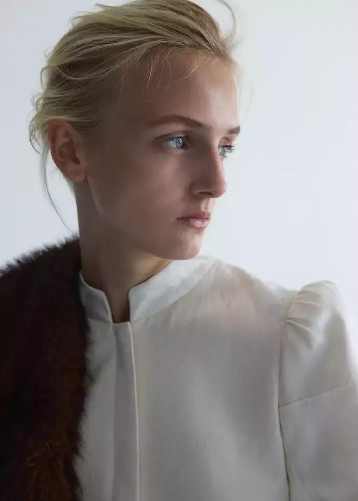 Beige Fitted Jacket, Light Beige, large image number 3