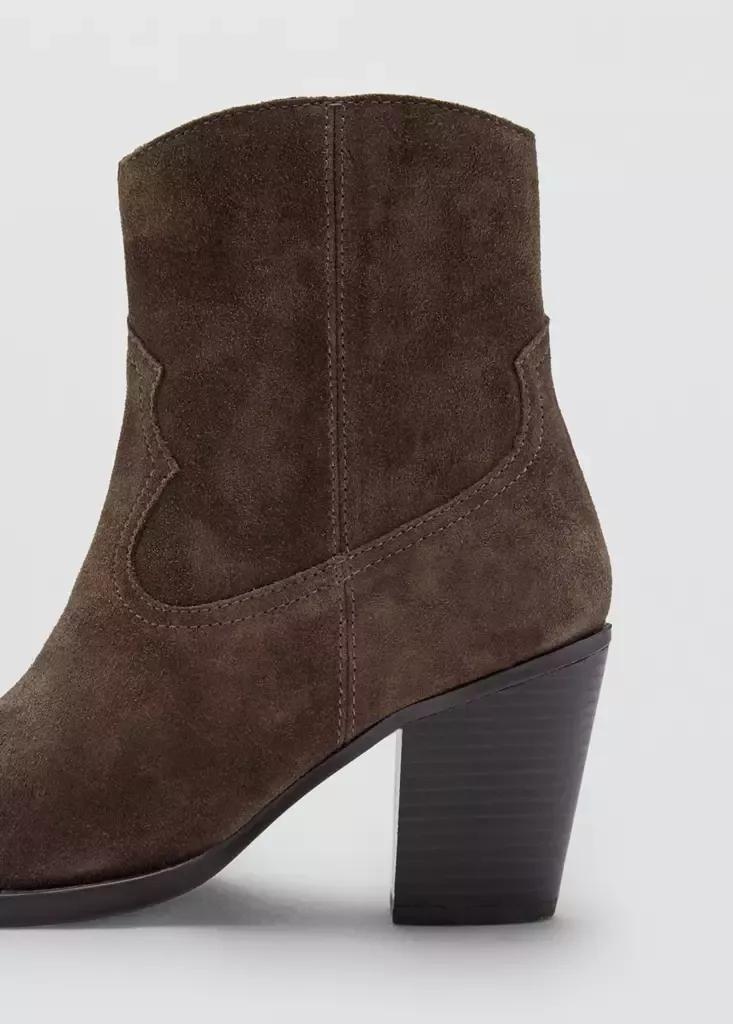 Brown Suede Ankle Boots With Pointed Toe, Dark Brown, large image number 2