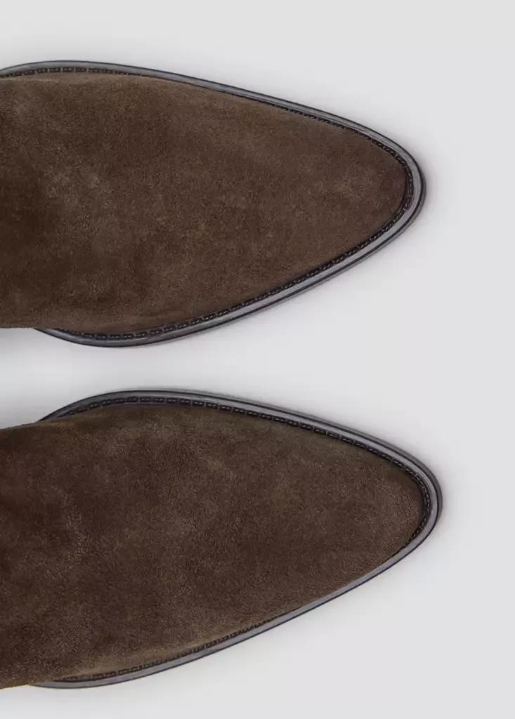 Brown Suede Ankle Boots With Pointed Toe, Dark Brown, large image number 5