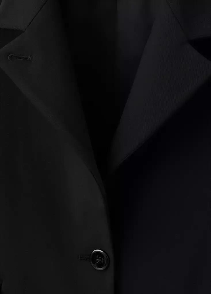 Black Straight-Cut Blazer With A Stand-Up Collar, Black, large image number 6